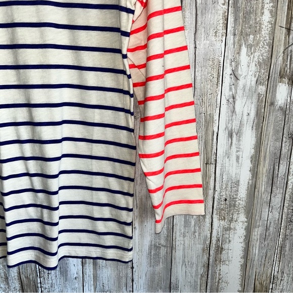NWT J. Crew Blue, Coral Stripe Knit Long Sleeve Women’s Medium - Picture 2 of 4